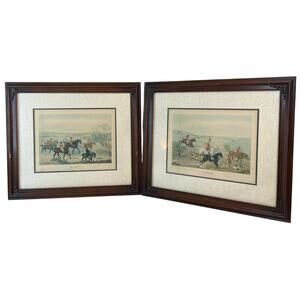 Vintage Equestrian Fox Hunting Set of 2 The Meet & The Death English Horse Art